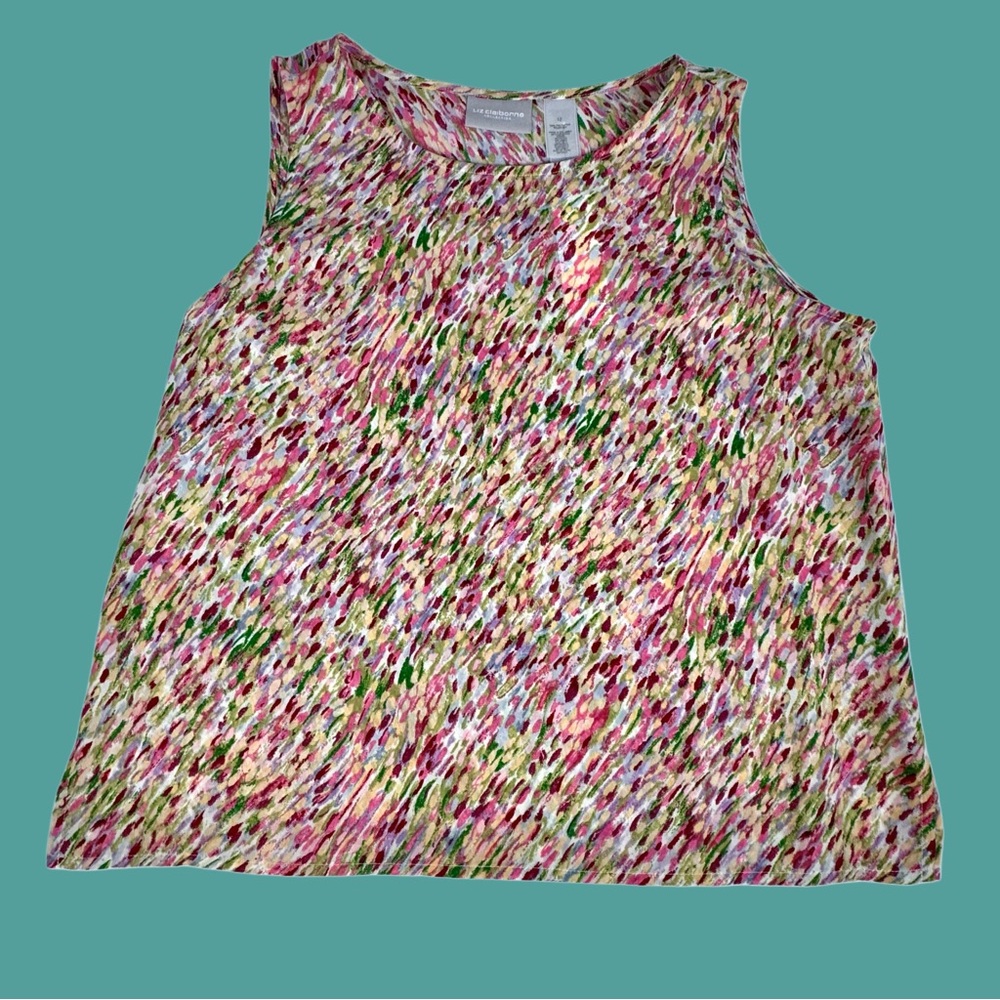 Liz Claiborne Sleeveless Blouse Tank Top Country Garden Multicolor Size 12 - Picture 3 of 6